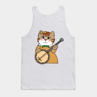 Cat Girl Playing Banjo Music Tank Top